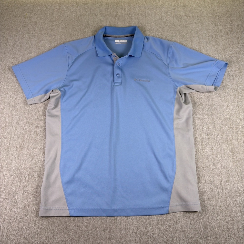 Columbia Polo Shirt Men Size M Blue Omni Shade Sun Protection‎ Performance
